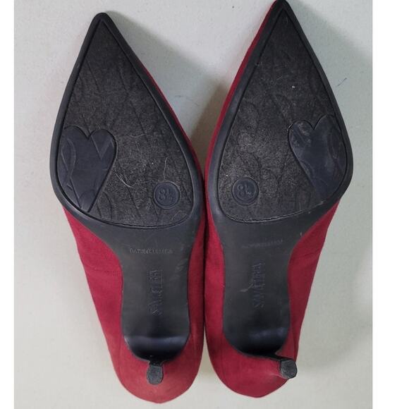 Sam & Libby Shoes Womens Size 8.5 Velvet Red Heels Sexy Flirty Holiday Heels - Picture 10 of 10